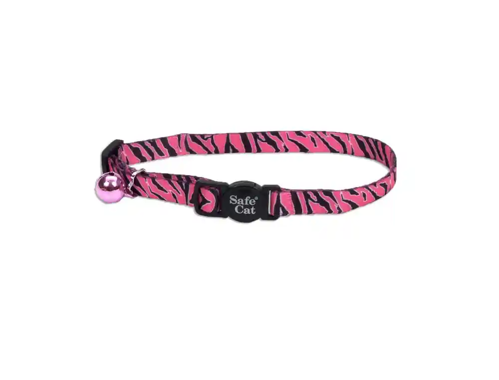 Fashion Adjustable Breakaway Cat Collar, Pink Zebra, 3/8" X 08"-12"